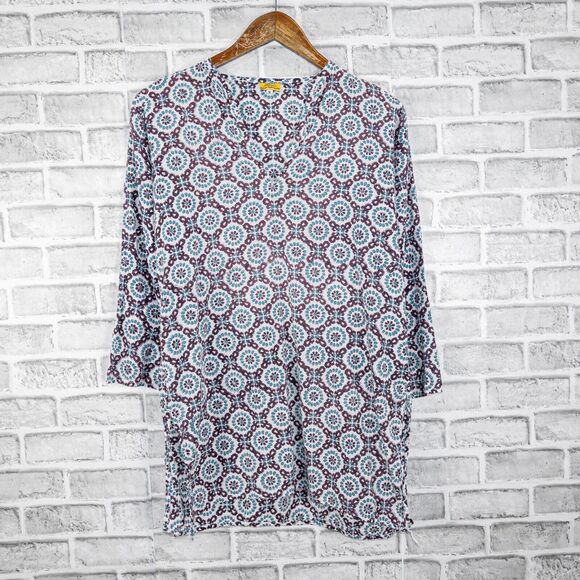 Roberta Roller Rabbit V-neck Tunic top Purple Blue Small - Picture 6 of 9